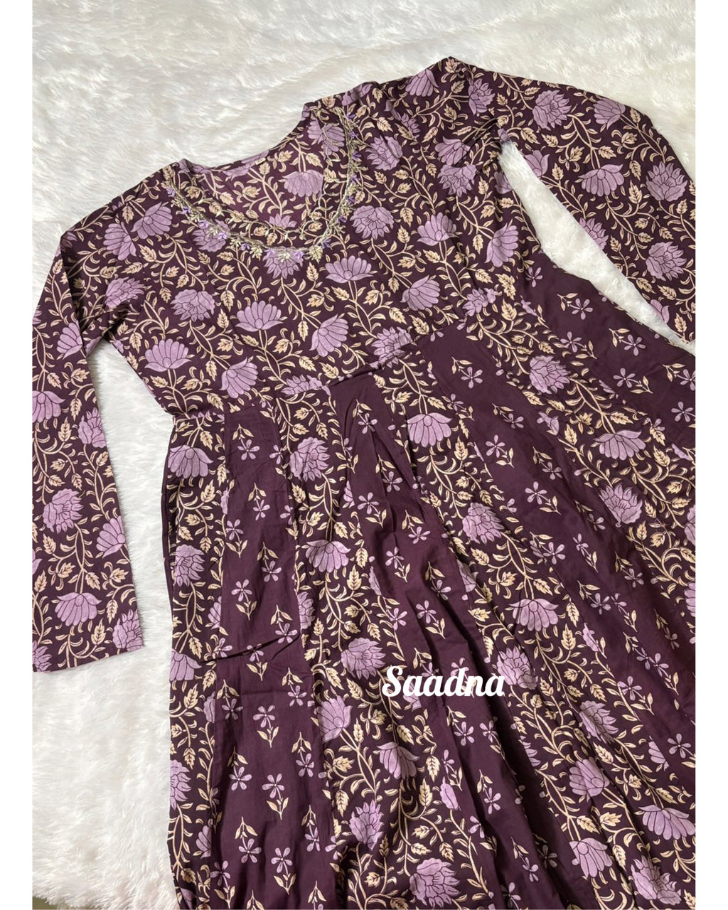 Wine Anarkali set