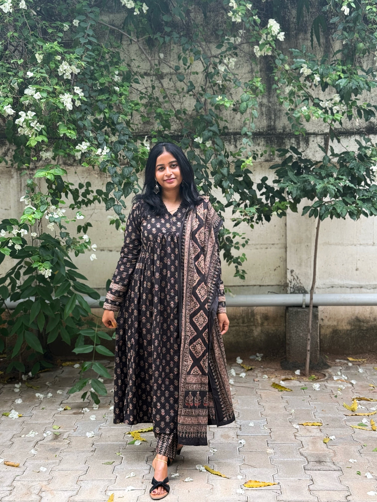 Black Alia Cut Anarkali Set