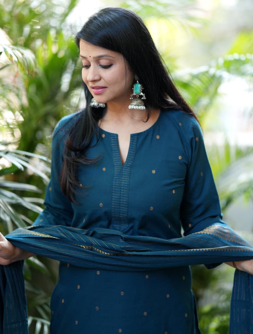 Chettinad Blue Handloom cotton Salwar set