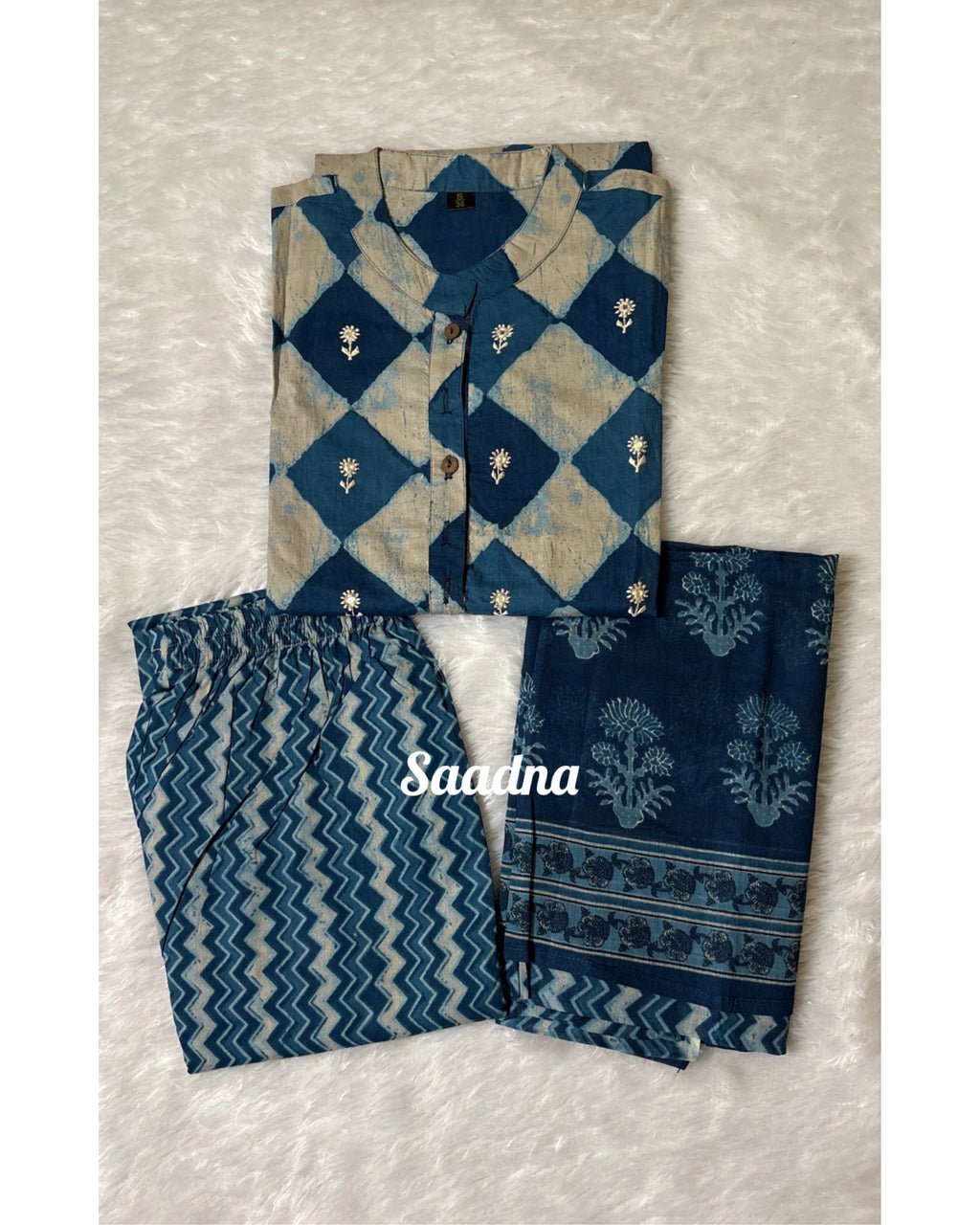 Indigo Cotton Suit Set