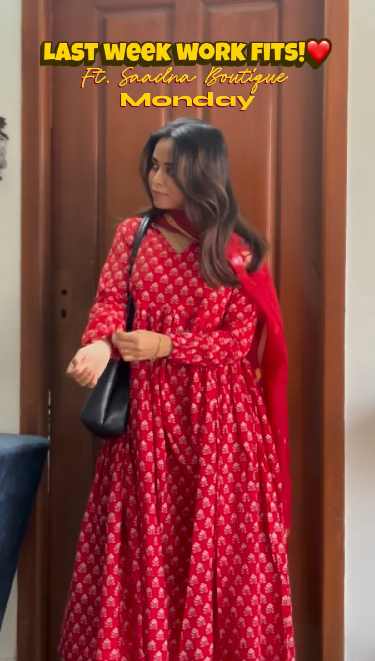 Red Anarkali set