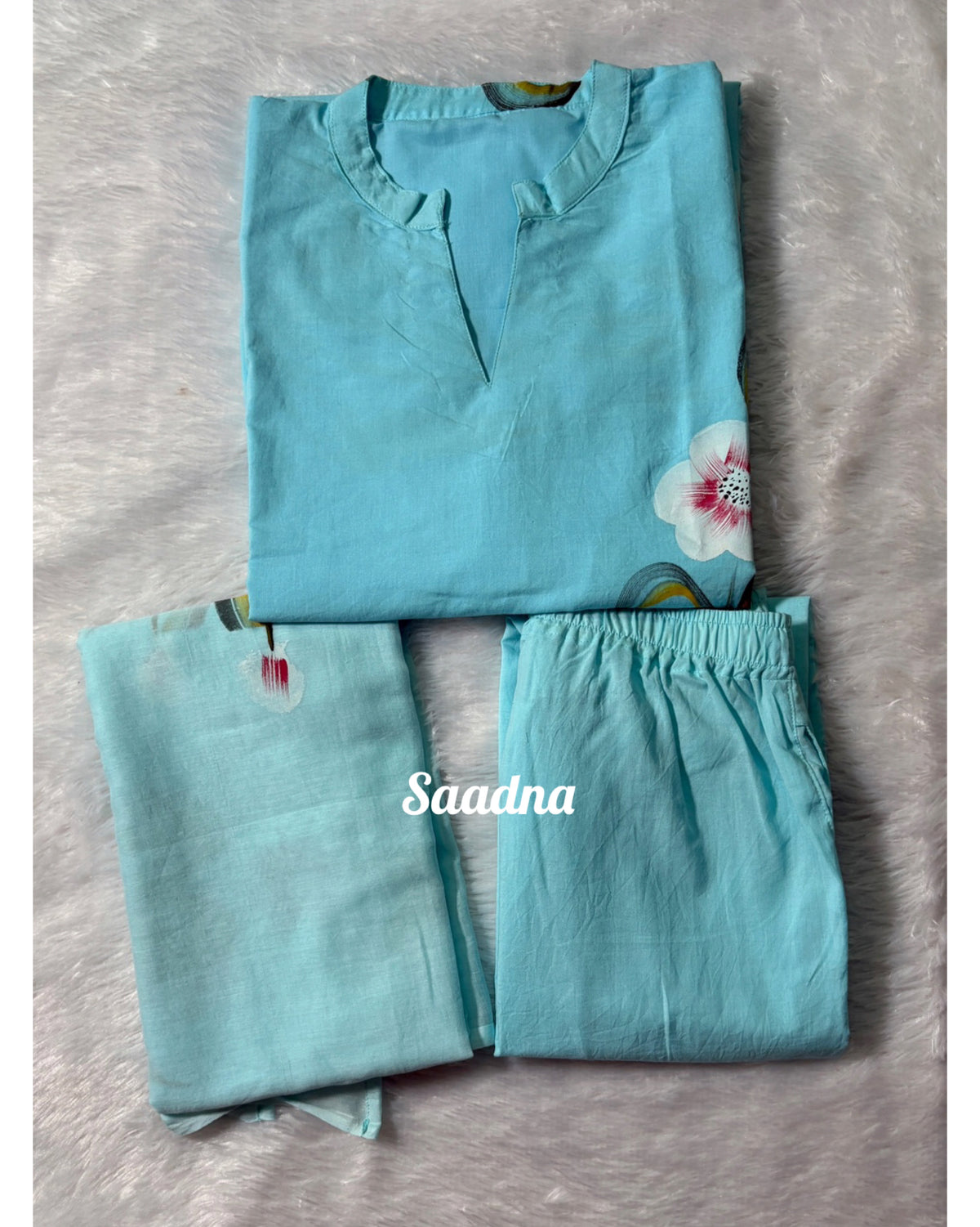 Blue Hand paint Cotton Set
