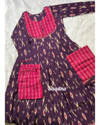 Pink Ikkat Anarkali Set