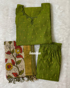 Silk salwar set with kalamkari Dhupatta