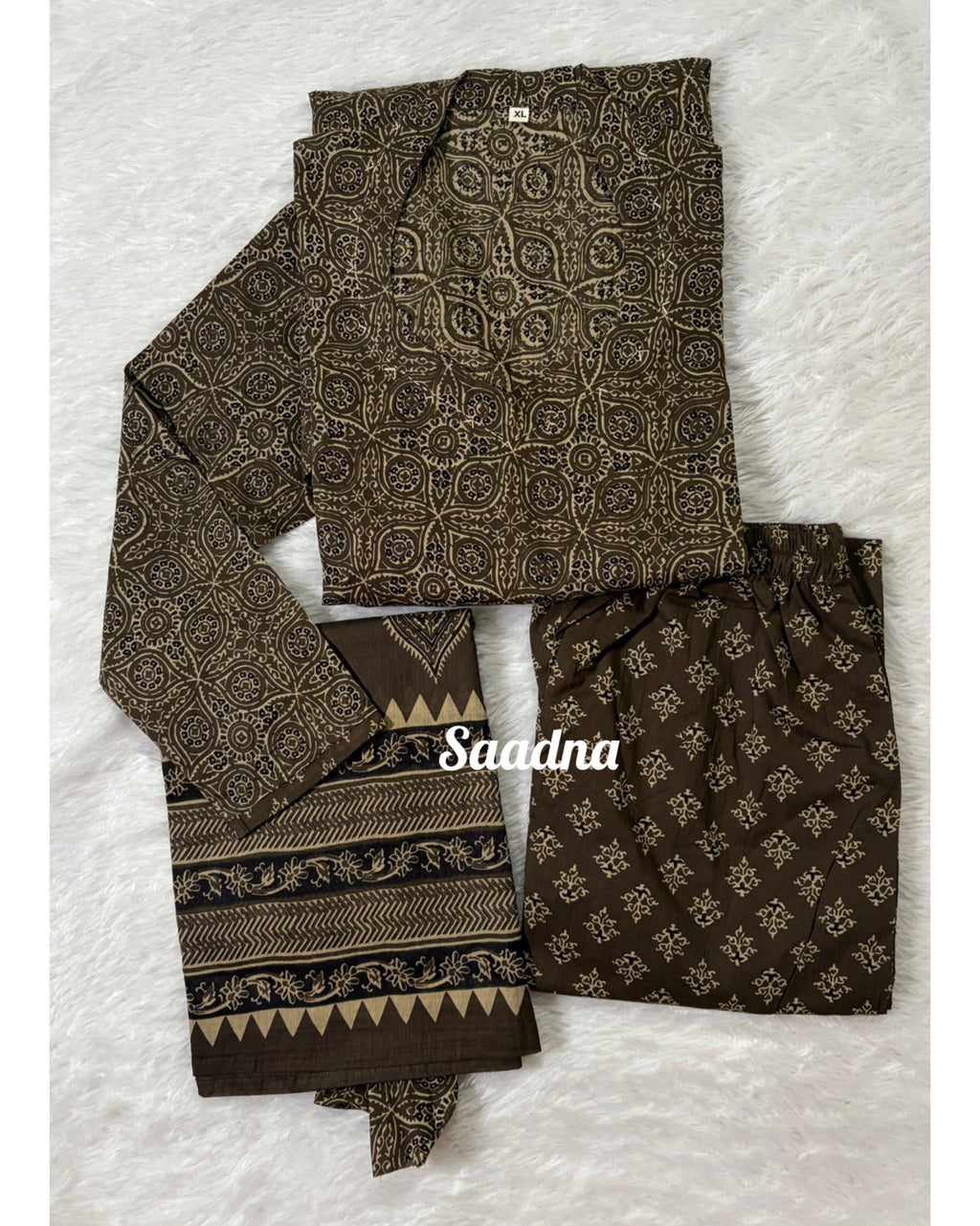 Brown ajrakh Anarkali set