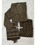 Brown ajrakh Anarkali set