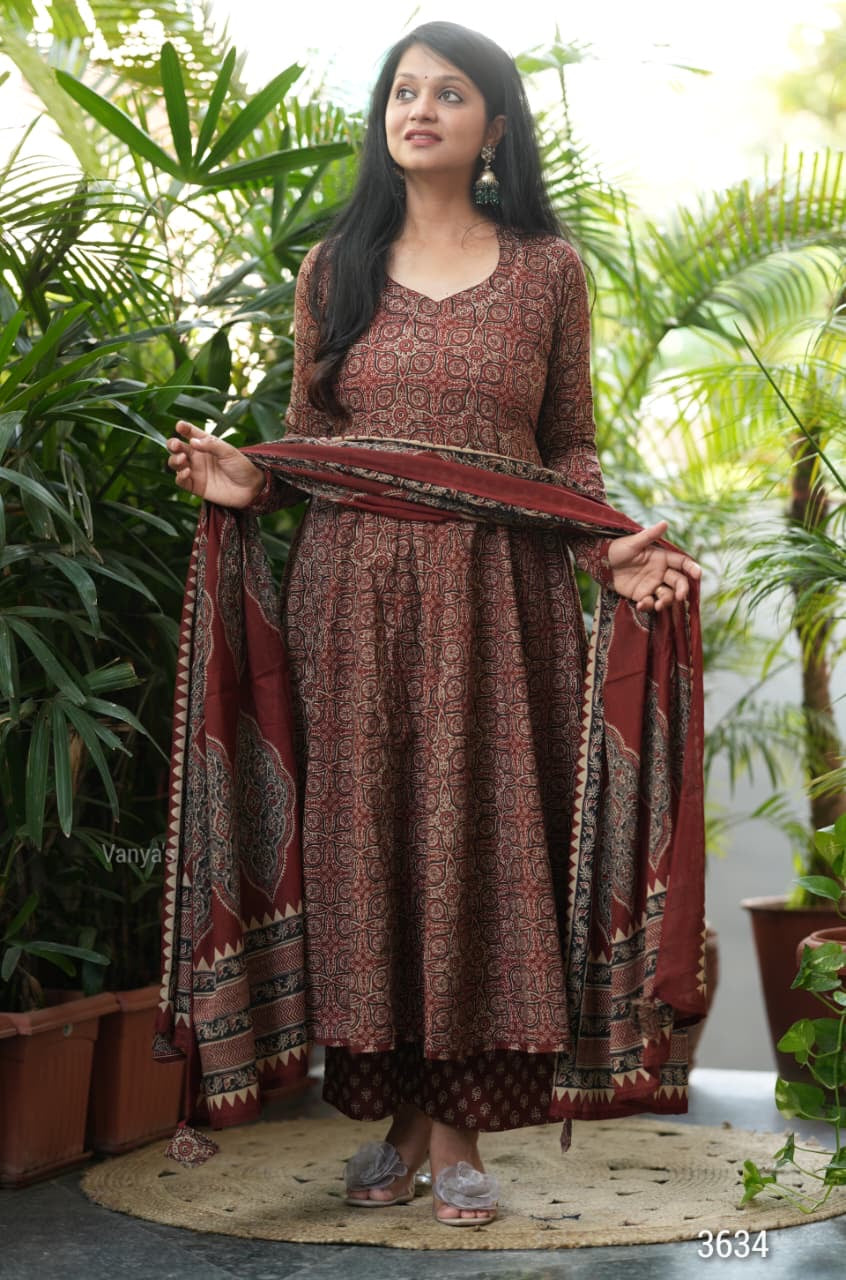 Rust Brown Anarkali Set