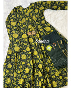 Green Cotton Anarkali Set