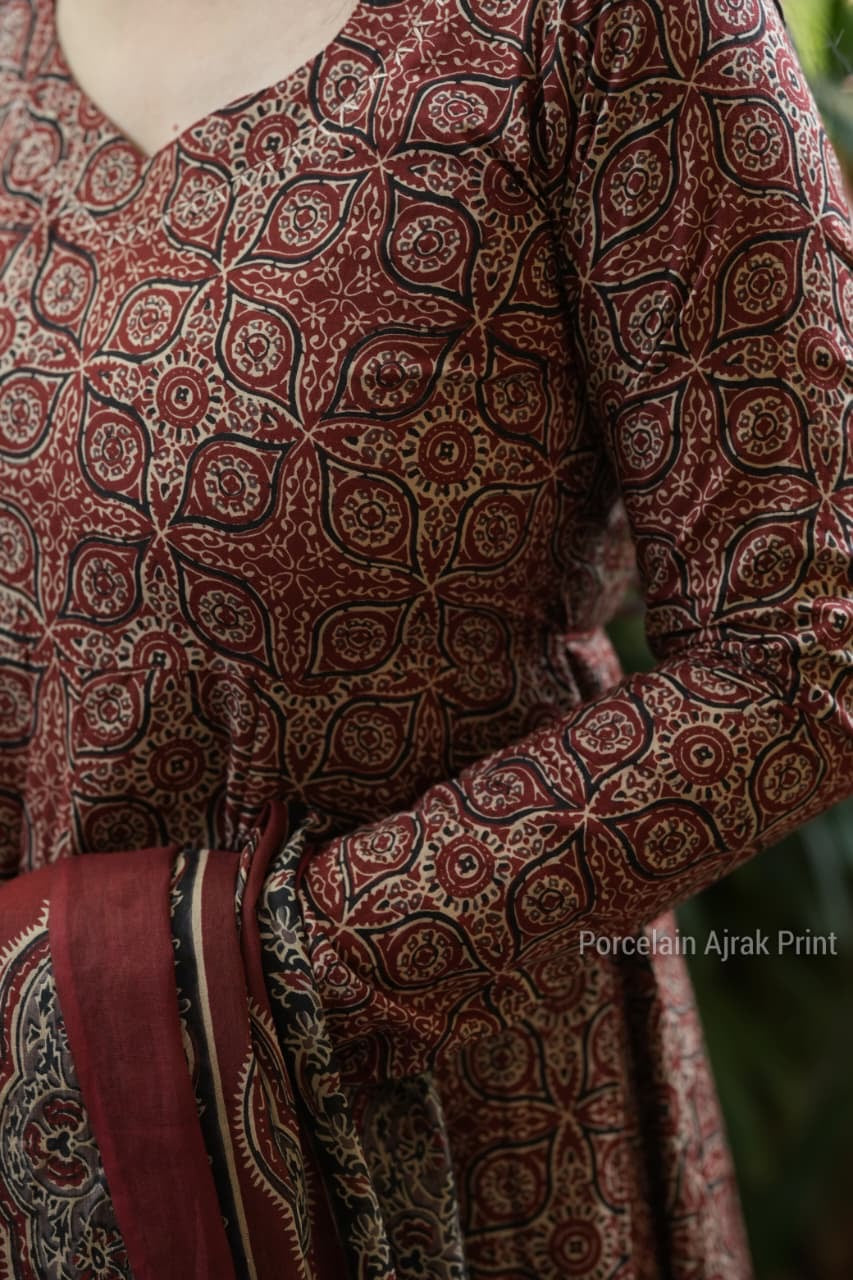 Rust Brown Anarkali Set