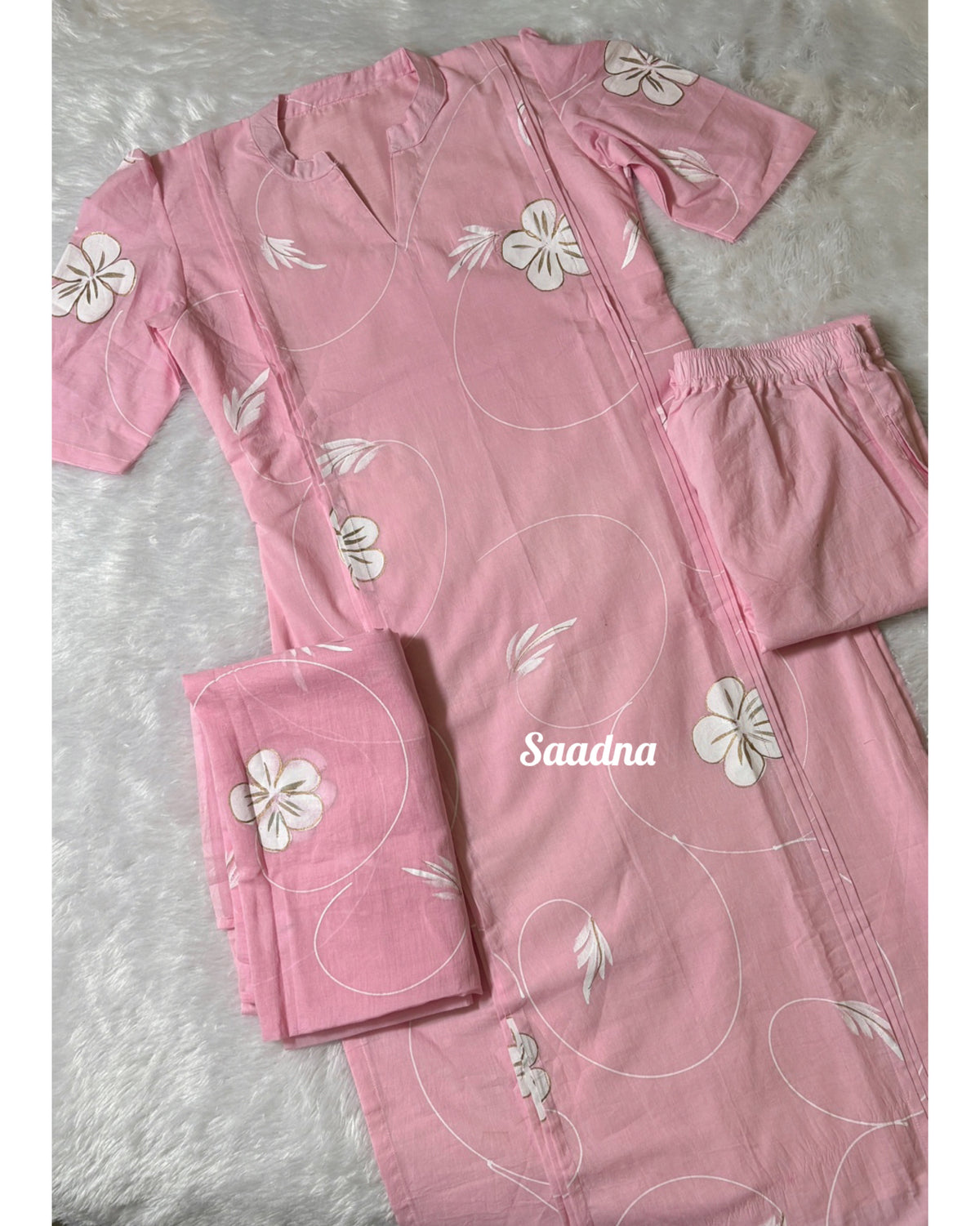 Pink hand paint Cotton Set