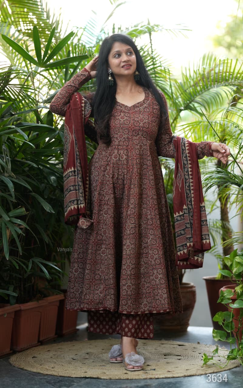Rust Brown Anarkali Set
