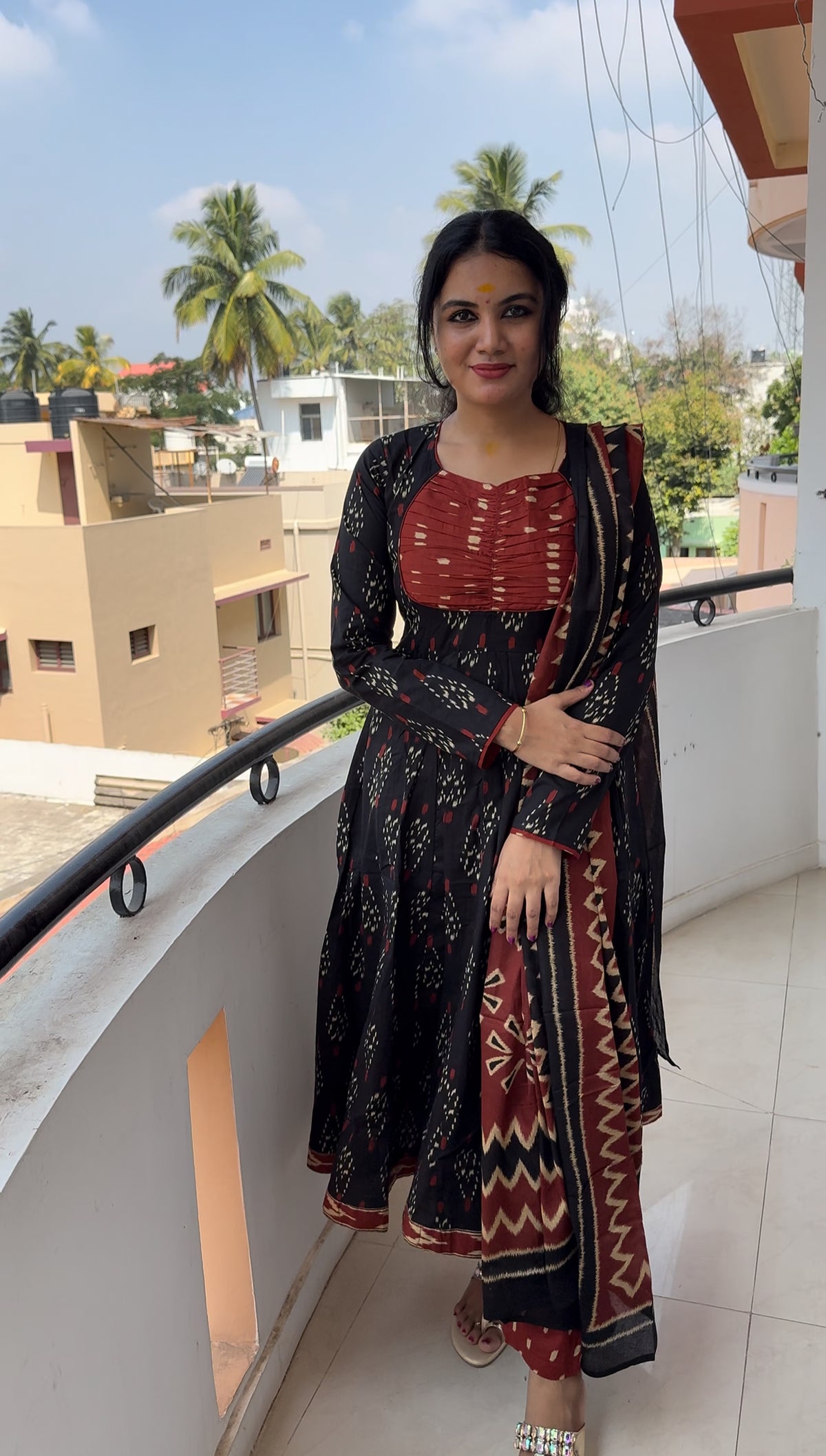 Black Ikkat Anarkali