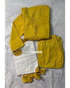 Yellow Cotton Anarkali Set