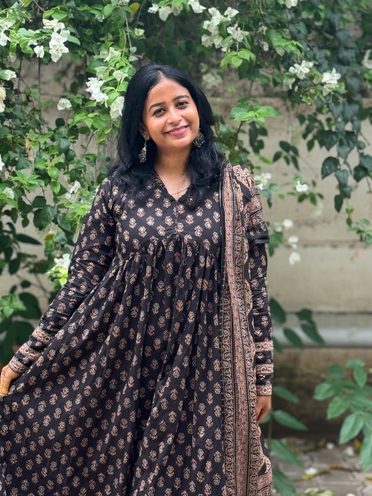 Black Alia Cut Anarkali Set