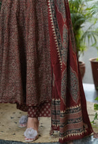 Rust Brown Anarkali Set