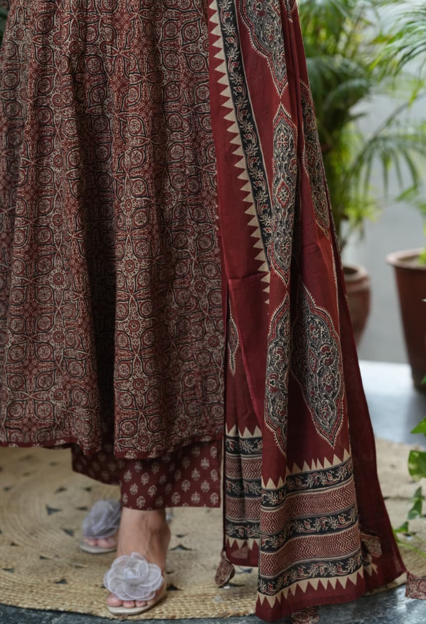 Rust Brown Anarkali Set