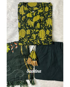 Green Cotton Anarkali Set