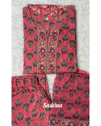 Pink cotton Anarkali set