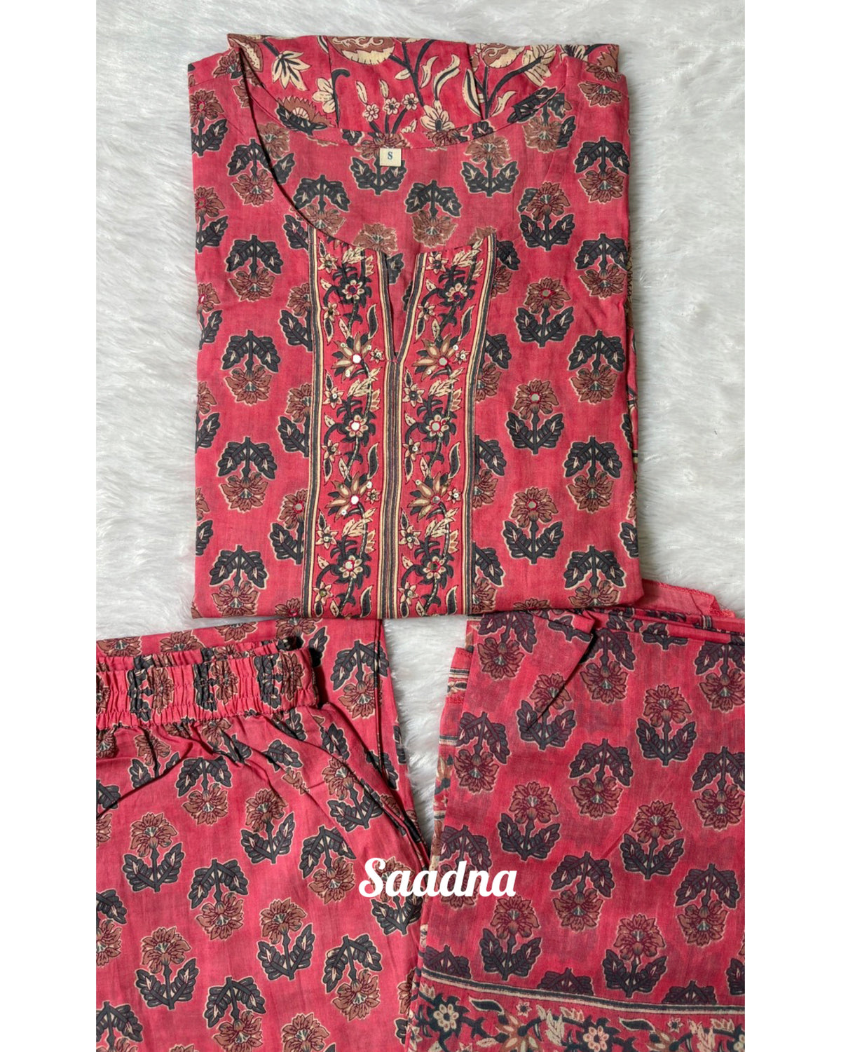 Pink cotton Anarkali set