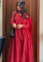 Red Anarkali set