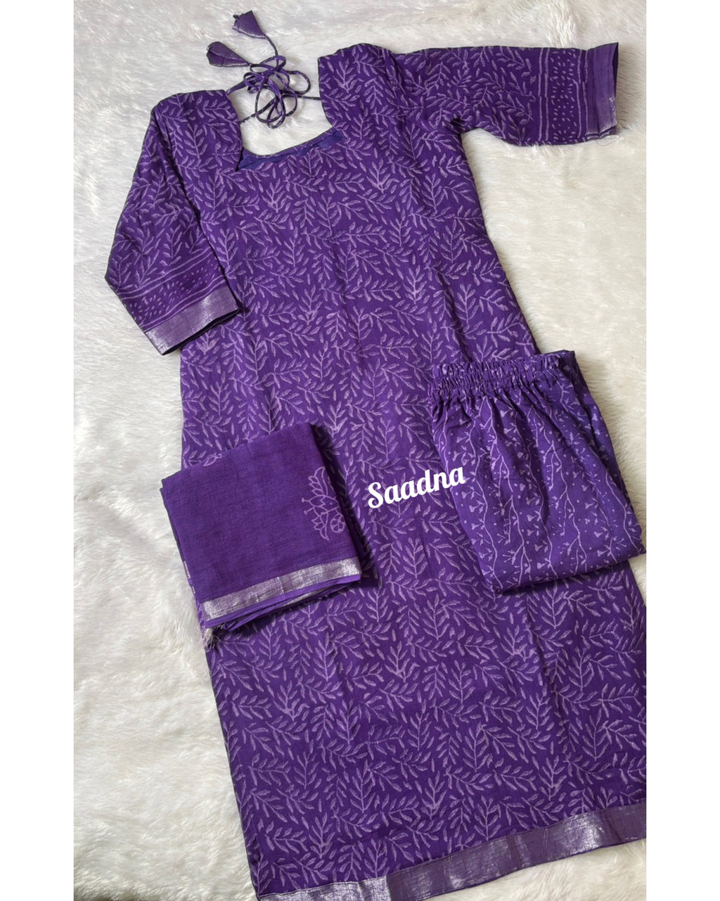 Purple Linen Salwar Set
