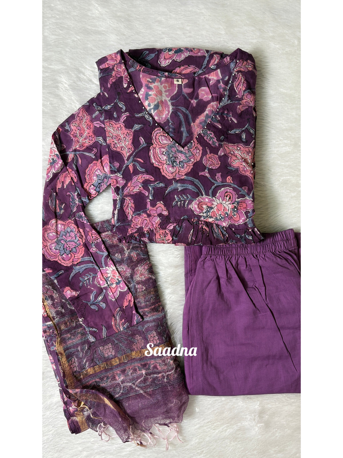 Plum Alia Cut Anarkali Set
