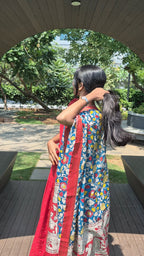 Red silk salwar set with kalamkari Dhupatta