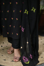 Black embroidery A line cotton Set