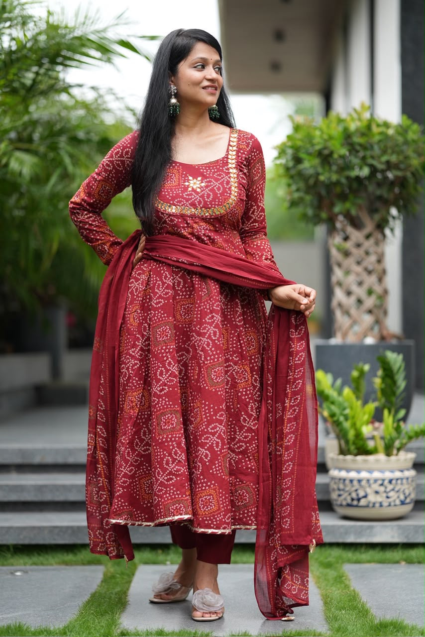 Bandhani Anarkali Set