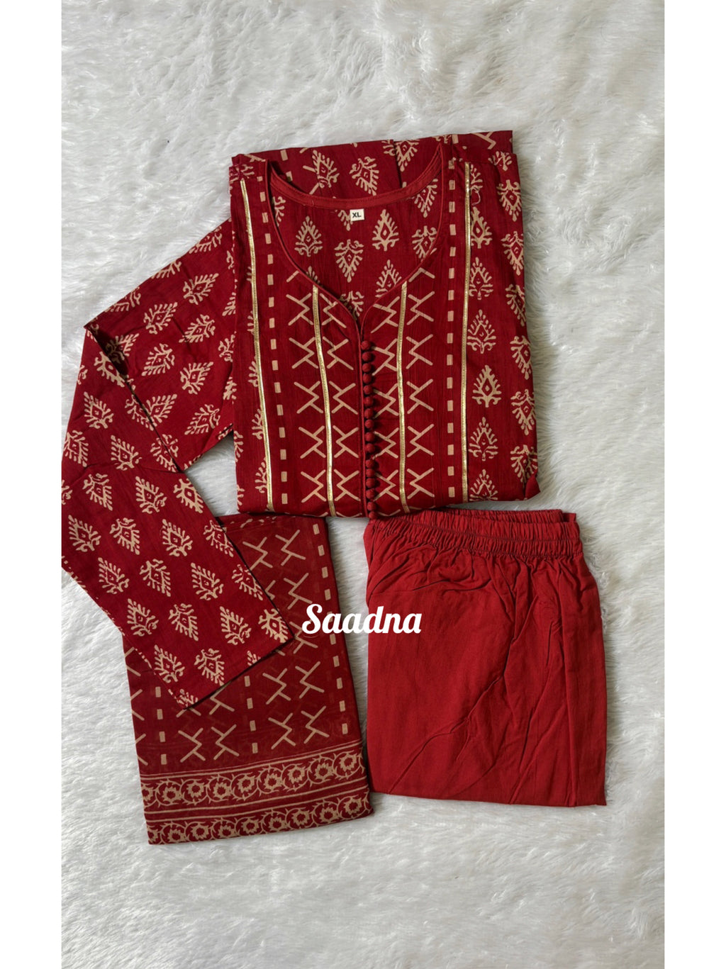 Red full sleeves Anarkali Set