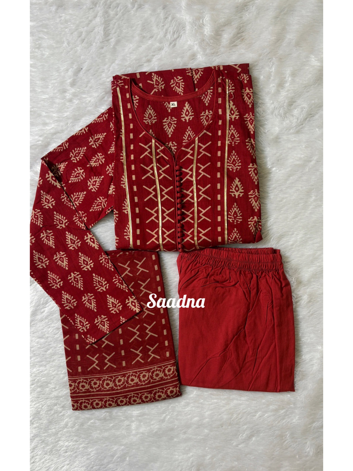 Red full sleeves Anarkali Set
