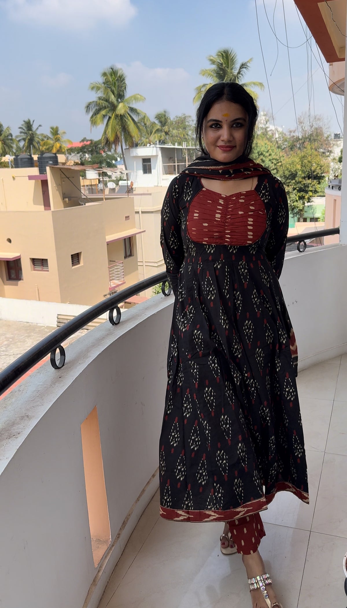 Black Ikkat Anarkali