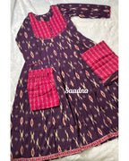 Pink Ikkat Anarkali Set