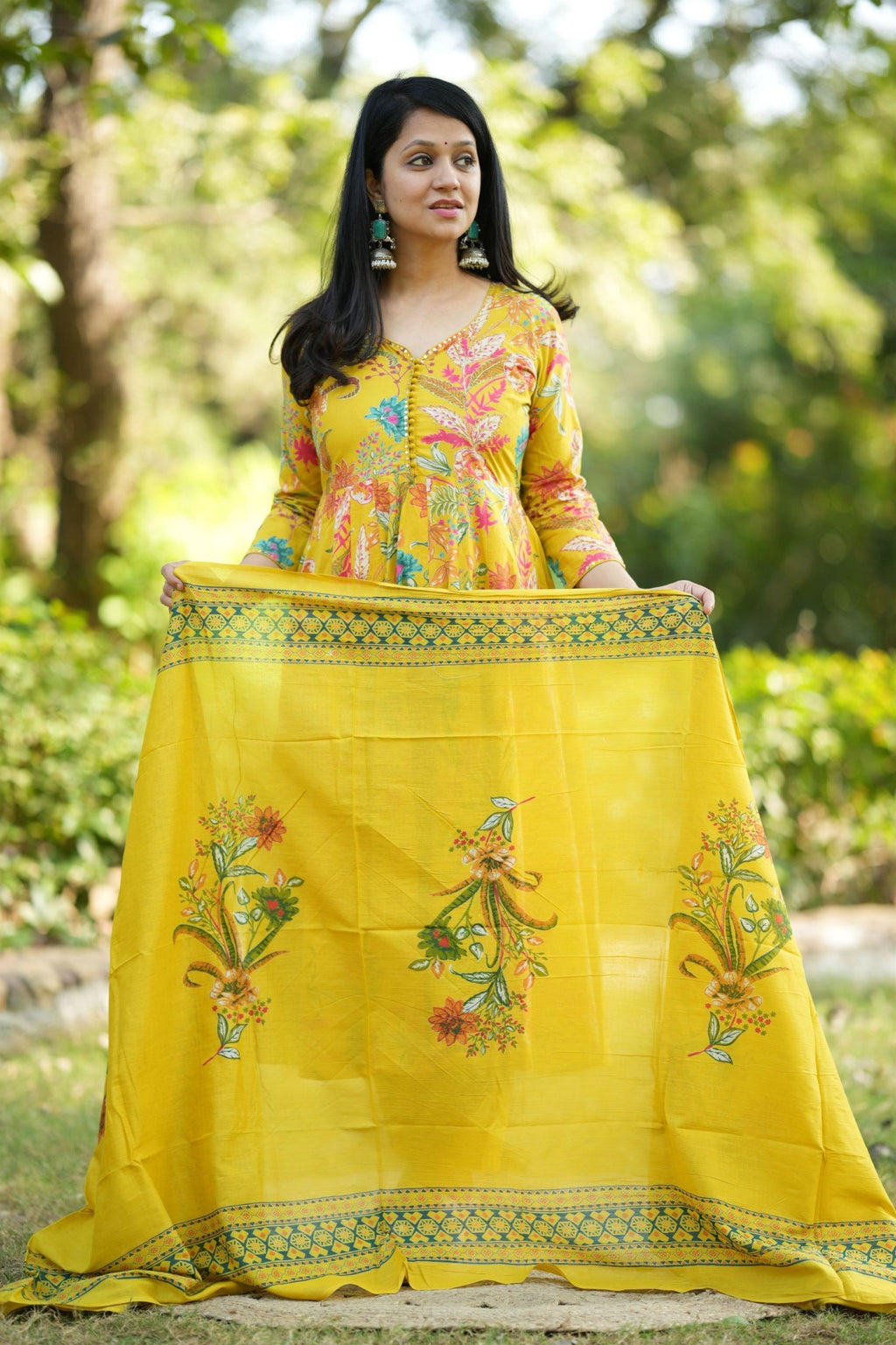 Mustard Anarkali Set