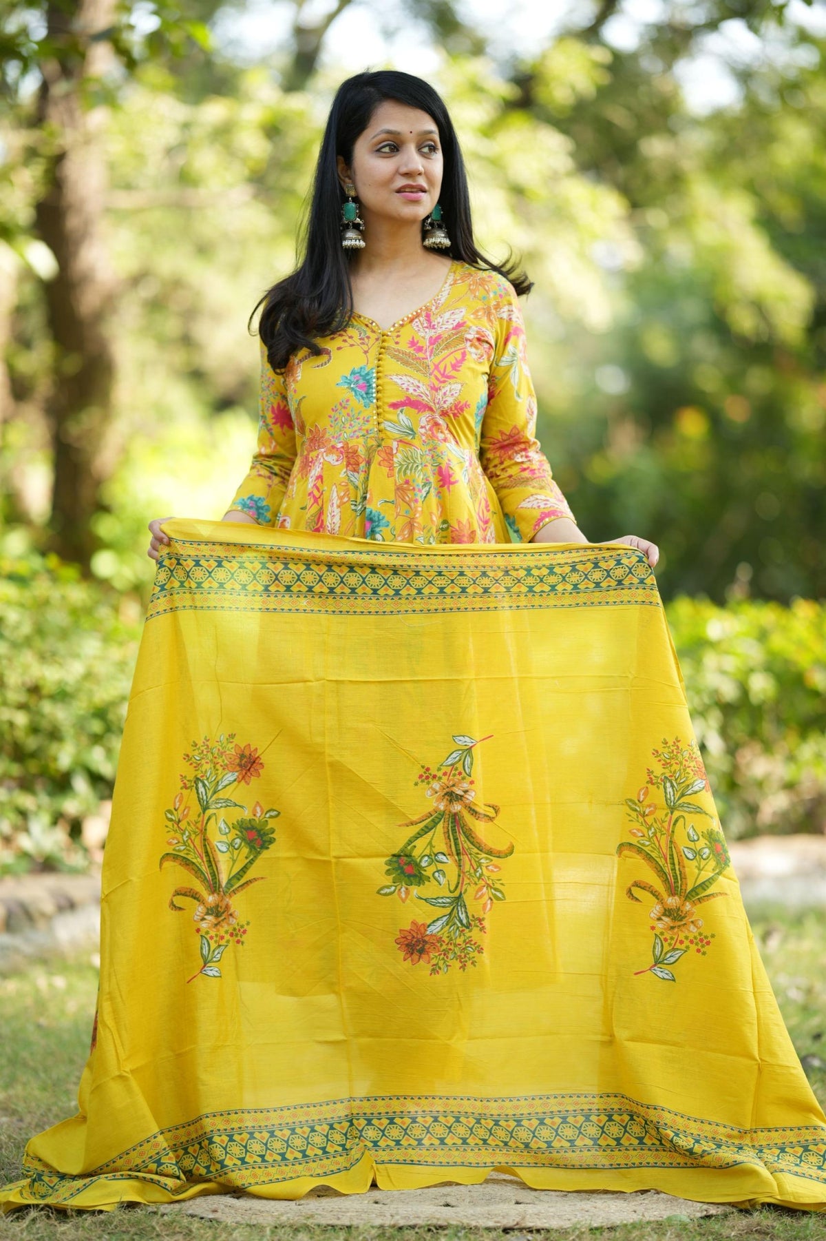 Mustard Anarkali Set