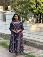 Double Ajrakh Anarkali Set