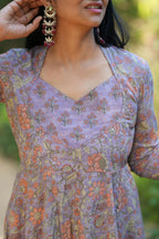 Grey lavender Anarkali set