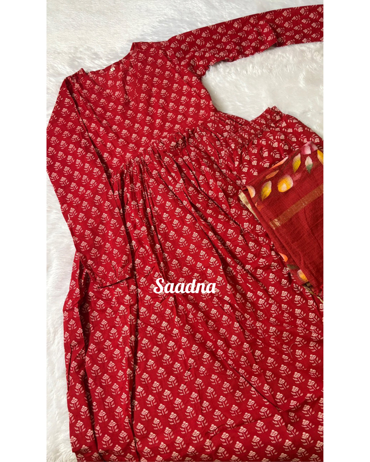 Red Anarkali set