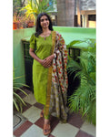 Silk salwar set with kalamkari Dhupatta