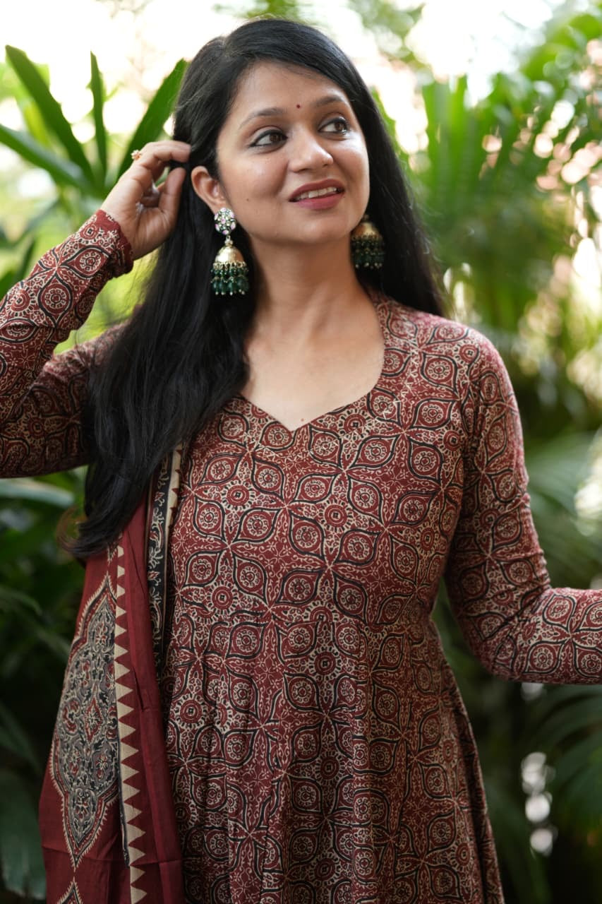 Rust Brown Anarkali Set