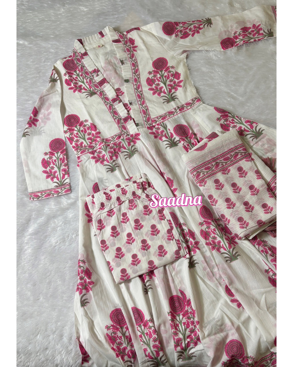 White floral Anarkali set