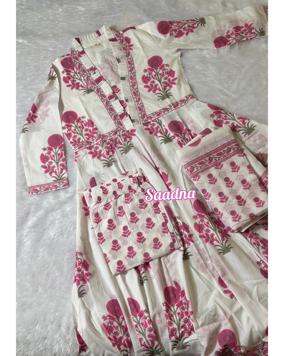 White floral Anarkali set