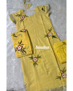 Hand paint Linen Salwar set
