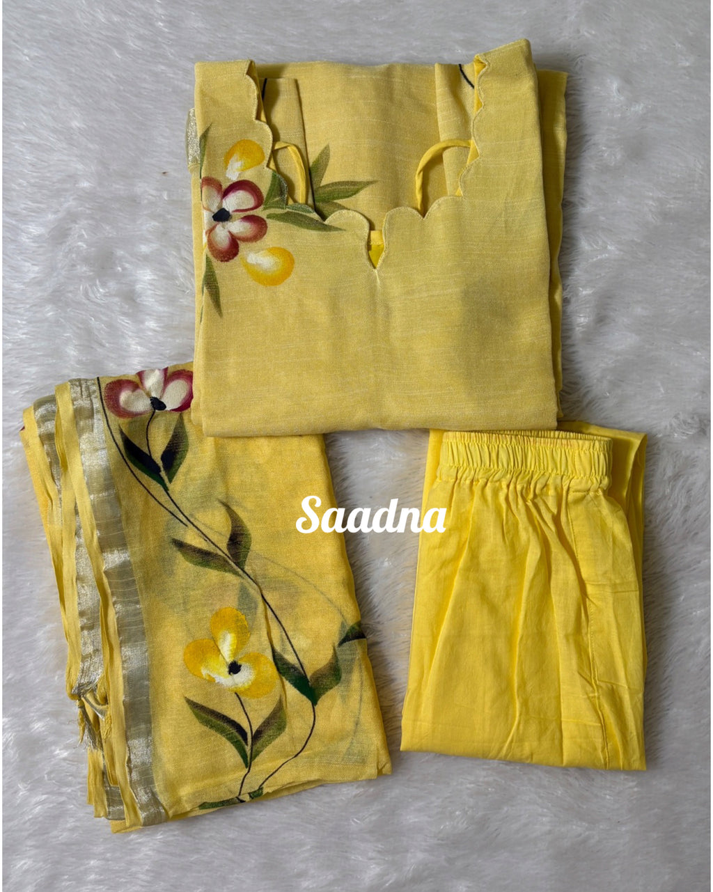 Hand paint Linen Salwar set