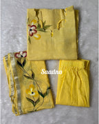 Hand paint Linen Salwar set