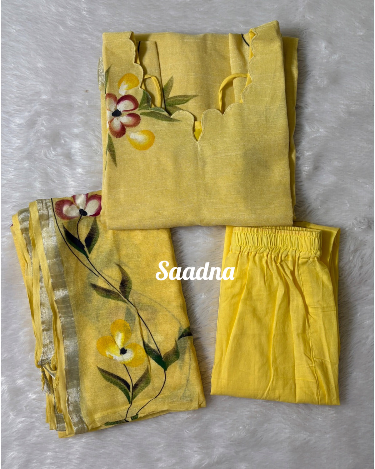 Hand paint Linen Salwar set