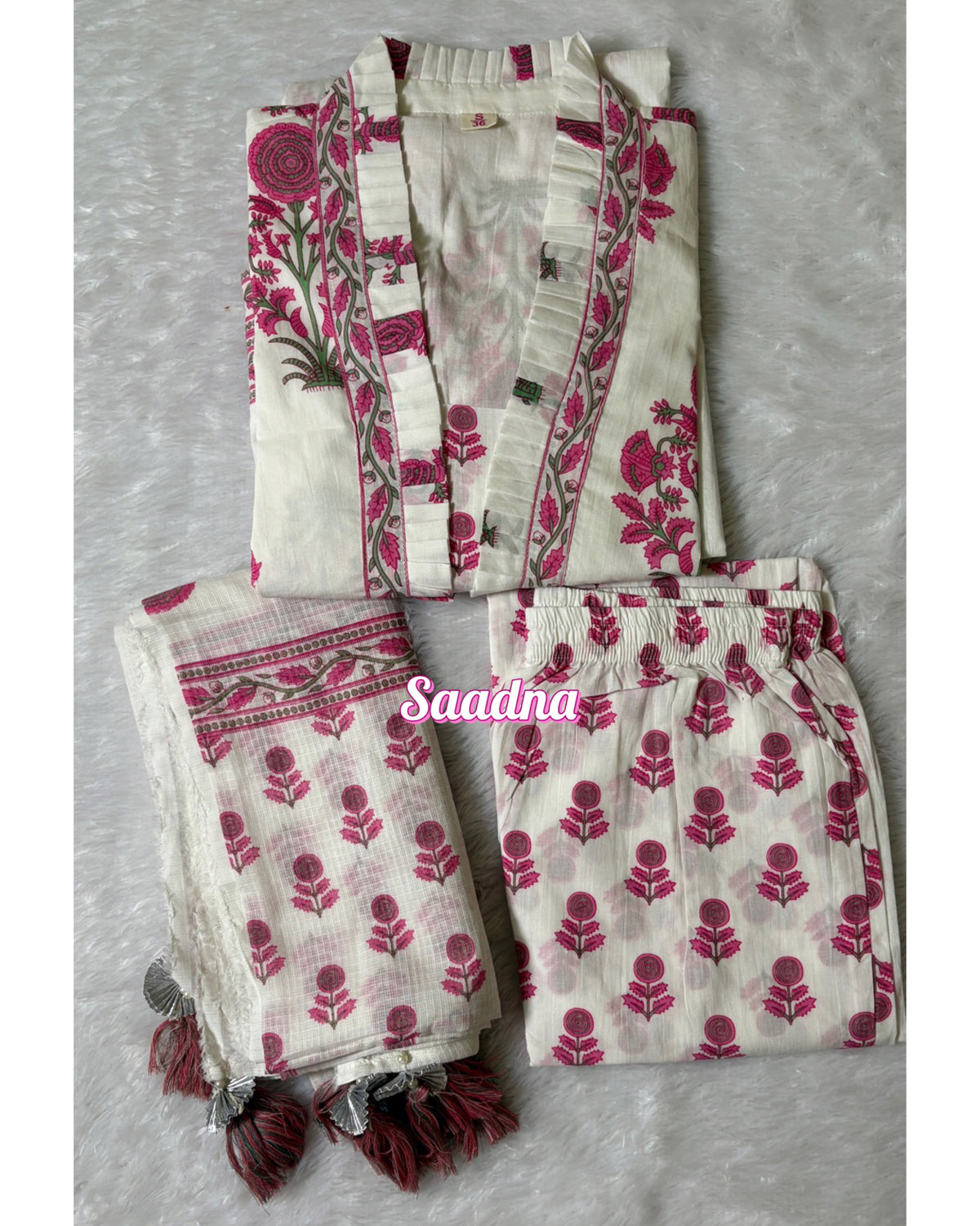White floral Anarkali set