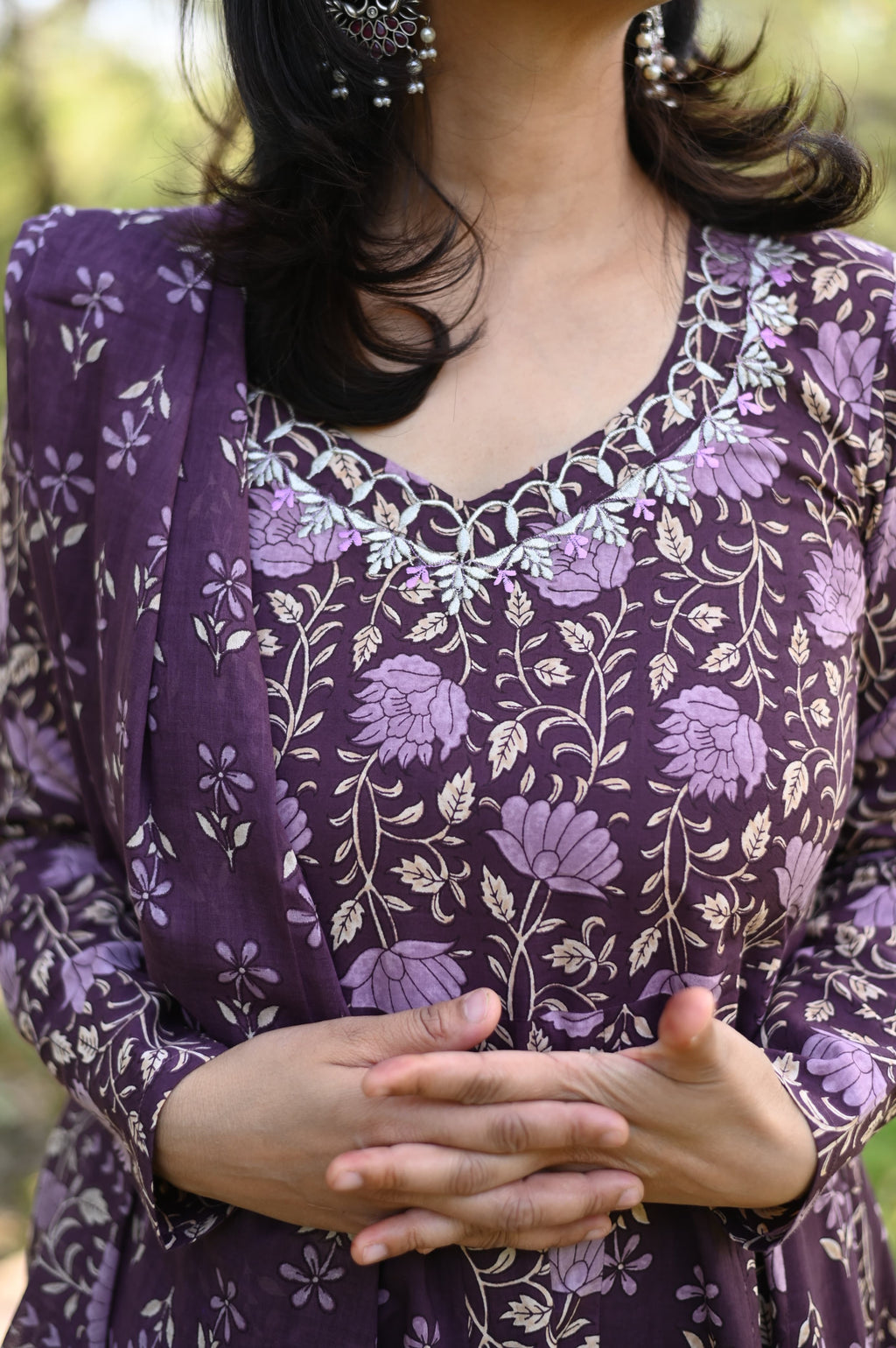 Wine Anarkali set
