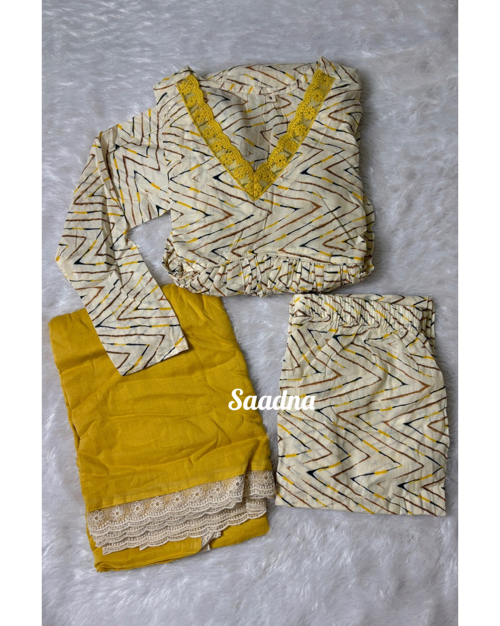 Yellow zigzag anarkali