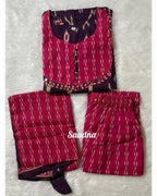 Pink Ikkat Anarkali Set